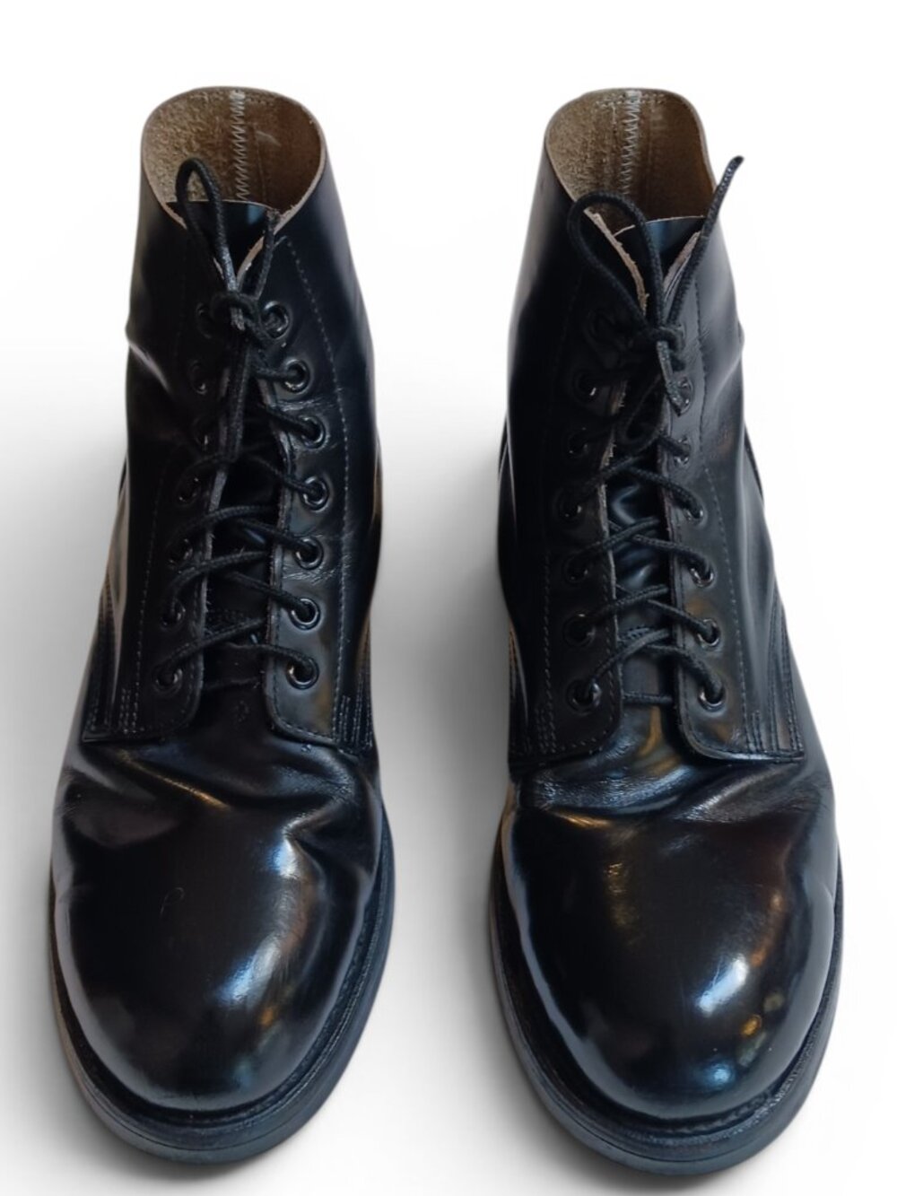 Vintage 90's  Military Issue Black Leather Boots 8.5E  Oil Resistant Rubber Sole - Picture 2 of 16